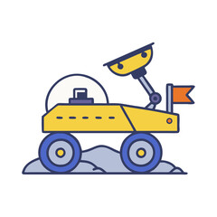 Mars rover exploring rocky terrain illustration