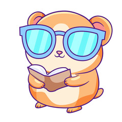 cute hamster cartoon kawaii sticker. character vector illustration