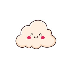 cute cloud cartoon kawaii sticker. character vector illustration
