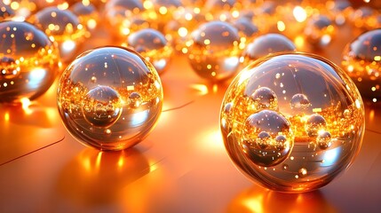 golden abstract spheres background - abstract backgrounds