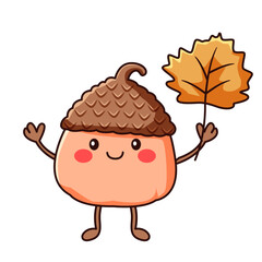 cute hazelnut cartoon kawaii sticker. character vector illustration