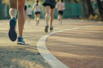 The school&rsquo;s fitness club jogs around the track, encouraging each other to keep going