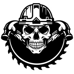 Carpenter Skull | Carpenter Dad | Dead Carpenter | Human Skull | Halloween | Scary Skull Carpenter | Carpenter Equipment | Handyman | Original Illustration | Vector and Clipart | Cutfile and Stencil