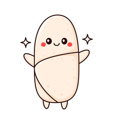cute burito cartoon kawaii sticker. character vector illustration