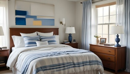 A serene bedroom with soft lavender walls and minimalist decor, the HD camera capturing the tranquil and calming ambiance of the space.
