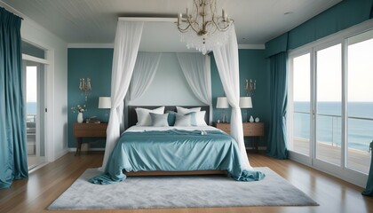 A serene bedroom with soft lavender walls and minimalist decor, the HD camera capturing the tranquil and calming ambiance of the space.
