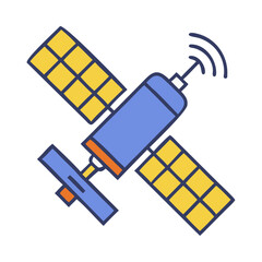 Orbiting communication satellite icon