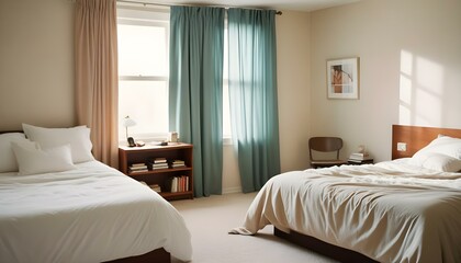 A serene bedroom with soft lavender walls and minimalist decor, the HD camera capturing the tranquil and calming ambiance of the space.
