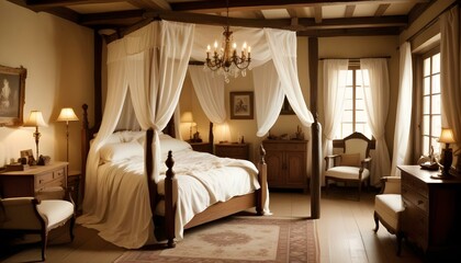 A serene bedroom with soft lavender walls and minimalist decor, the HD camera capturing the tranquil and calming ambiance of the space.
