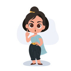 thai girl in traditional attire teaching about songkran festival