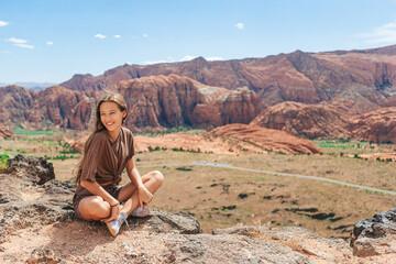 Young girl on trail at Fire Valley in Utah