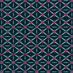 A repeating floral pattern featuring stylized flowers on a dark background.