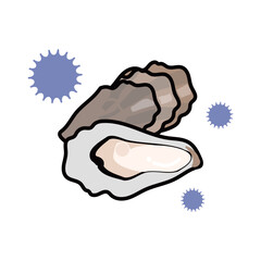 食中毒　牡蠣　人物のイメージイラスト