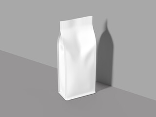White Blank Standup Pouch Coffee Bag Mockup 3D Rendering
