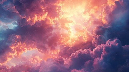 Fototapeta premium Majestic Sunrise Over Vibrant Clouds with Warm Color Palette