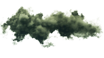 Realistic green toxic smoke cloud with transparent background for compositing