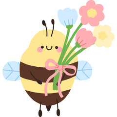 Cute Bee Holding Flowers