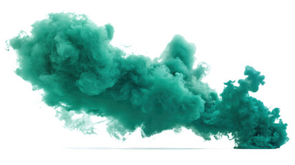 Fototapeta premium Green smoke cloud spreading on transparent background