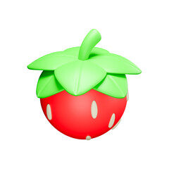 a 3d icon render of red strawberry