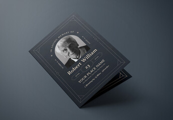 Navy Art Deco Funeral Program