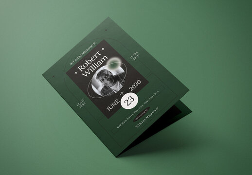 Green and White Minimalist Funeral Program