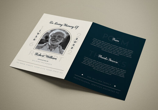 Navy Minimalist Funeral Program