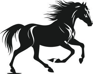 Black horse silhouette vector dynamic symbol illustration.
