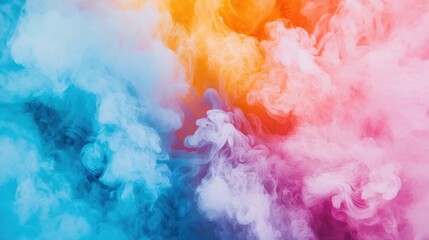 Fototapeta premium Colorful Smoke Swirls in Vibrant Shades of Blue, Orange and Pink