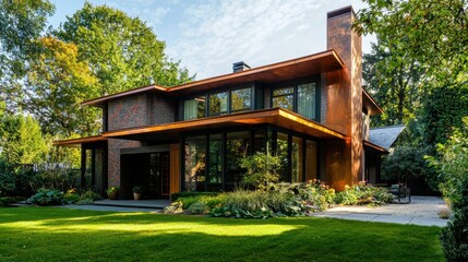 Modern Architectural Design of a Stylish House Surrounded by Nature