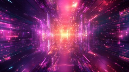 Obraz premium Futuristic Abstract Light Tunnel with Vibrant Pink and Orange Glow