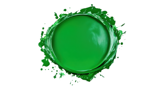 Green paint splashing, transparent background for easy editing