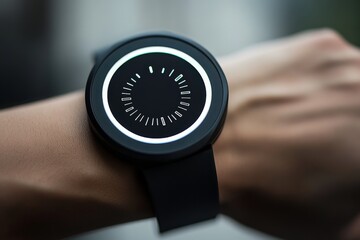 Modern smartwatch showing time on a black strap