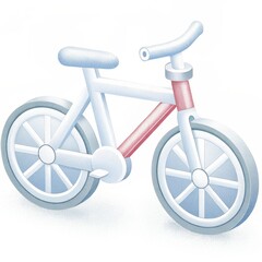 A minimalist illustration of a bicycle featuring a white frame and colorful accents, emphasizing simplicity and design.