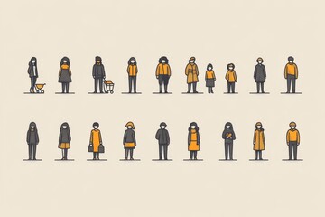 Illustration of diverse business professionals on beige background