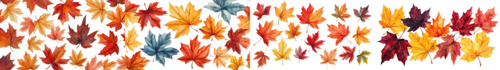 Obraz premium Vibrant and colorful autumn leaves in a natural rustic background Maple and other deciduous tree foliage in shades of red orange yellow and green creating a beautiful seasonal landscape