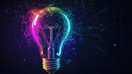 Colorful Light Bulb with Abstract Digital Background Design