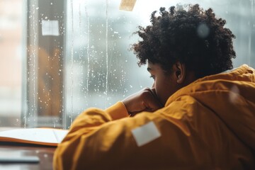A student draws a smiling face on the foggy window, watching it slowly fade