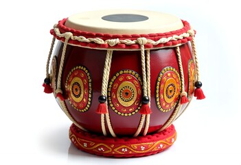Festive Dhol Drum Isolated on a Transparent Background