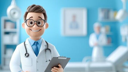 doctor cartoon character on a  background