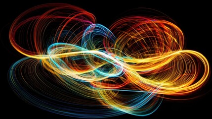 Colorful Abstract Swirls of Light on a Black Background