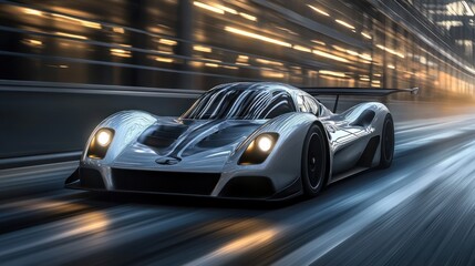 Fototapeta premium Lightweight electric sports cars tailored for high-speed, sustainable driving experiences