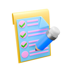 3D Checklist Clipboard with Green Checks