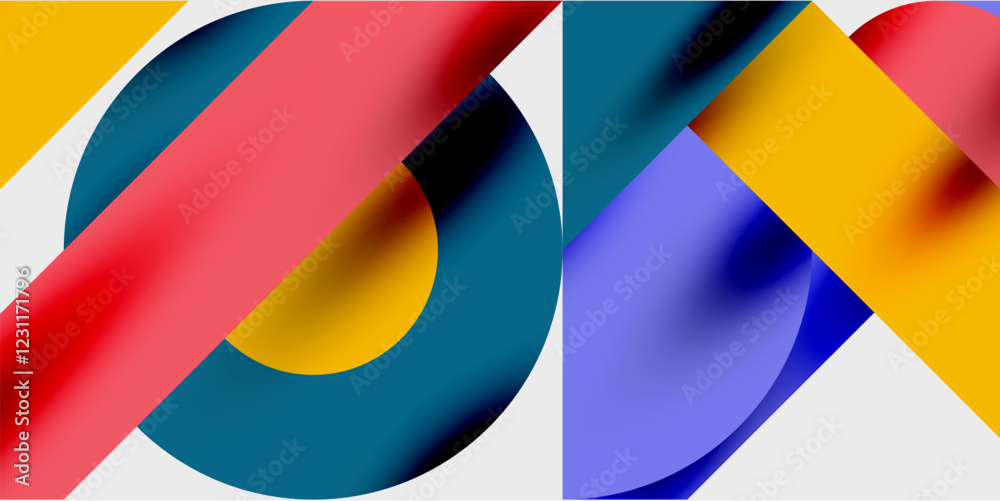 Poster Vibrant abstract background circles with smooth gradients, creating a dynamic and modern design. Ideal for creative, tech, or contemporary-themed projects