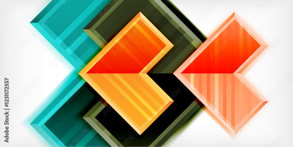 Poster Arrow symbols created with 3d effects and line texture geometric abstract background