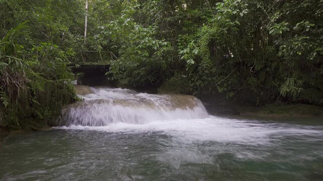 Small waterfall on Hanabanilla river on El Nicho cascade in Cuba