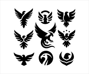 Falcon Eagle Bird Logo Design Vector Template. Emblem, Icon, Design Element