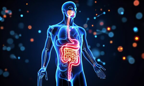 Human Digestive System Anatomy: 3D Model of Intestines, Stomach, and Esophagus