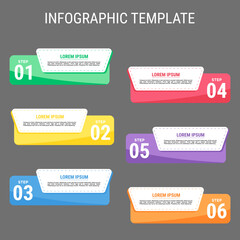 Modern Infographic Template, Customizable infographic template with six steps for presentations and reports.