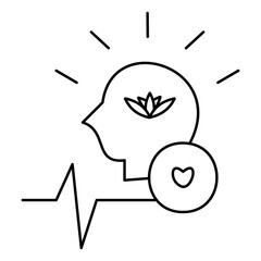 Simple Self-Care Outline Icon – Wellness and Mental Health Symbols
