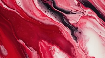 Obraz premium Abstract flowing mix of deep red black and white fluid with a bubbling texture